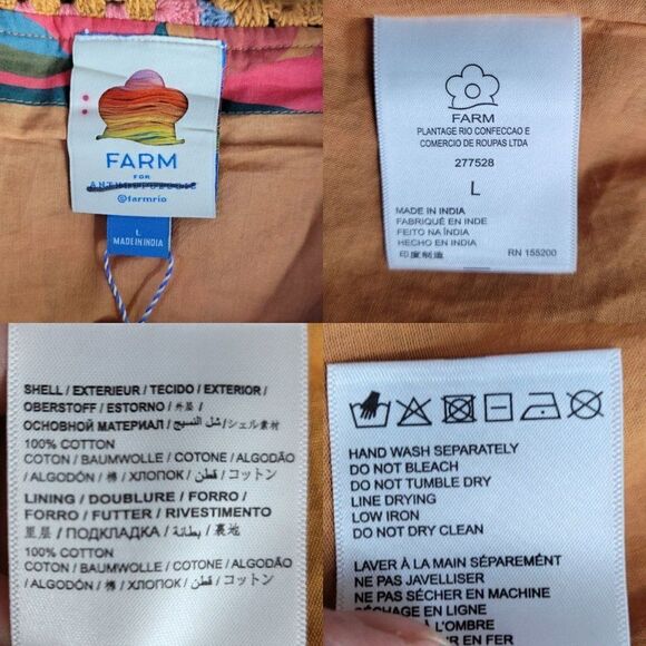 Farm Rio Anthropologie Dress Crochet Tiered Ruffle Midi Colorful Tiger Tropic L - Picture 4 of 16